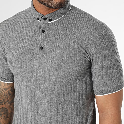 Polo Manches Courtes Gris Chiné