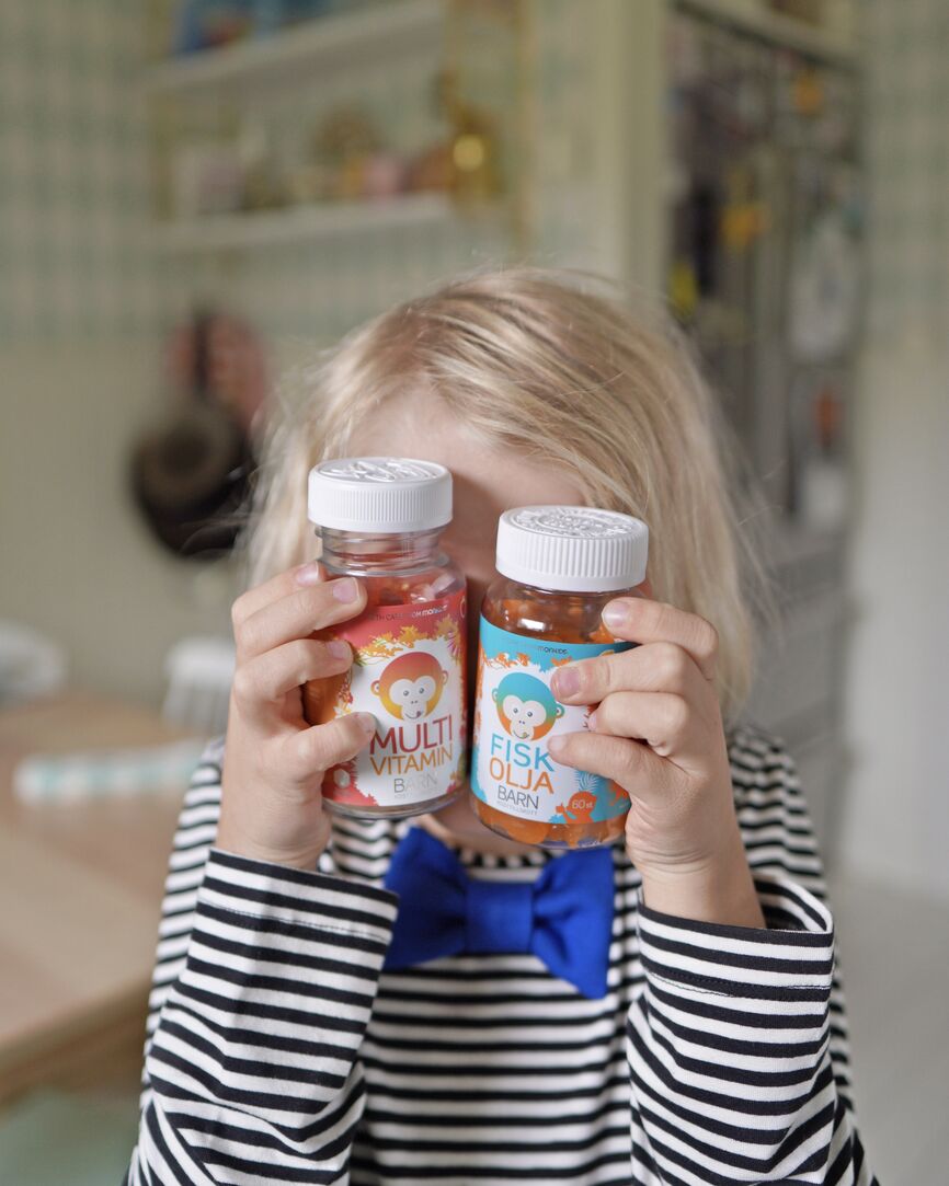 Monkids Multivitamin Barn Jordbær 60 stk
