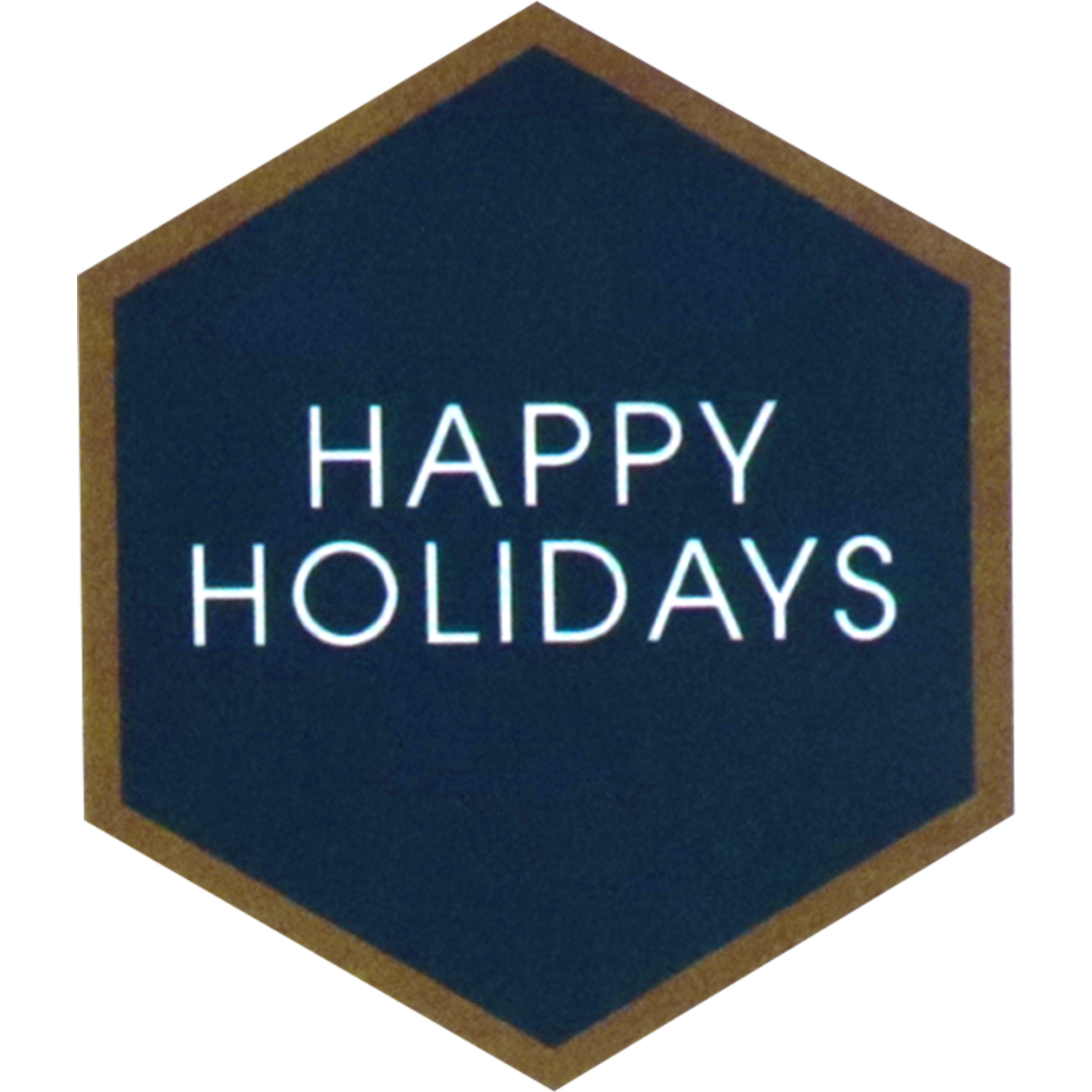 Etiket, papier, Happy Holidays Hexagon, 46x40mm, blauw/wit