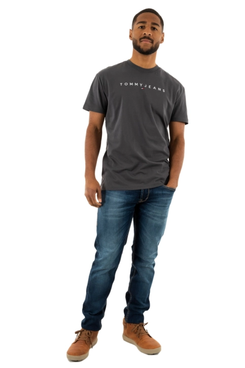 Tee shirt tommy jeans reg linear logo pt2 washed black