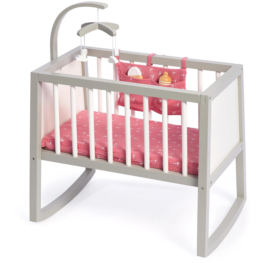 MUSTERKIND®  Puppenwiege Viola grauweißaltrosa