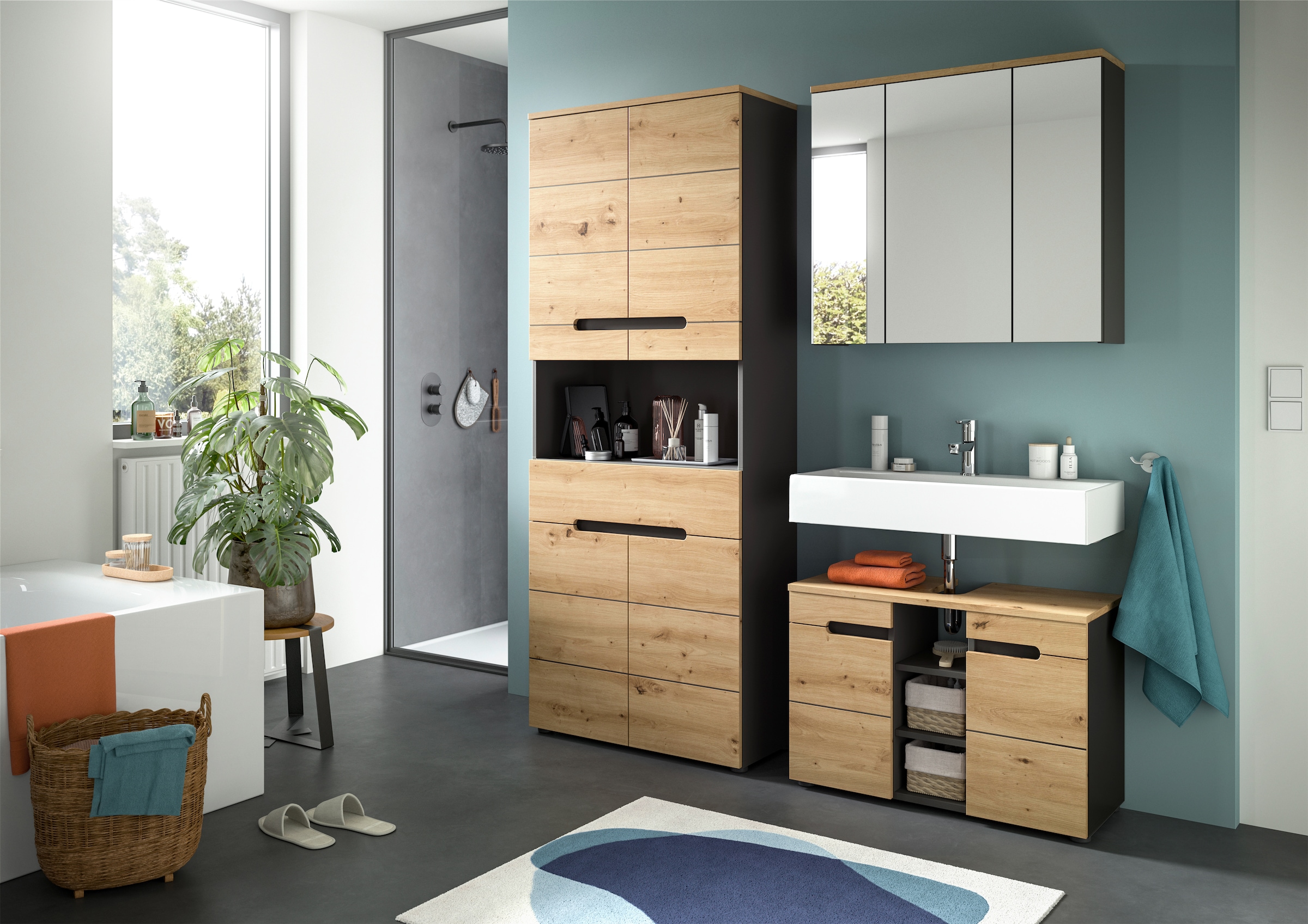 INOSIGN Badmöbel-Set »REHAT, 3-teilig, Breite 171 cm, mit grifflosen Fronten, bestehend aus:« 3 Stk. tlg.