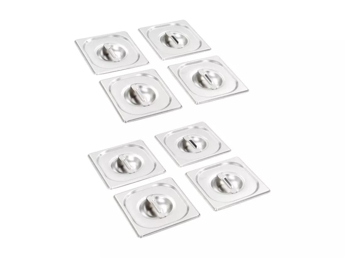 Prolenta Premium - Couvercles de plateau 8 pcs GN 1/6 Acier inoxydable