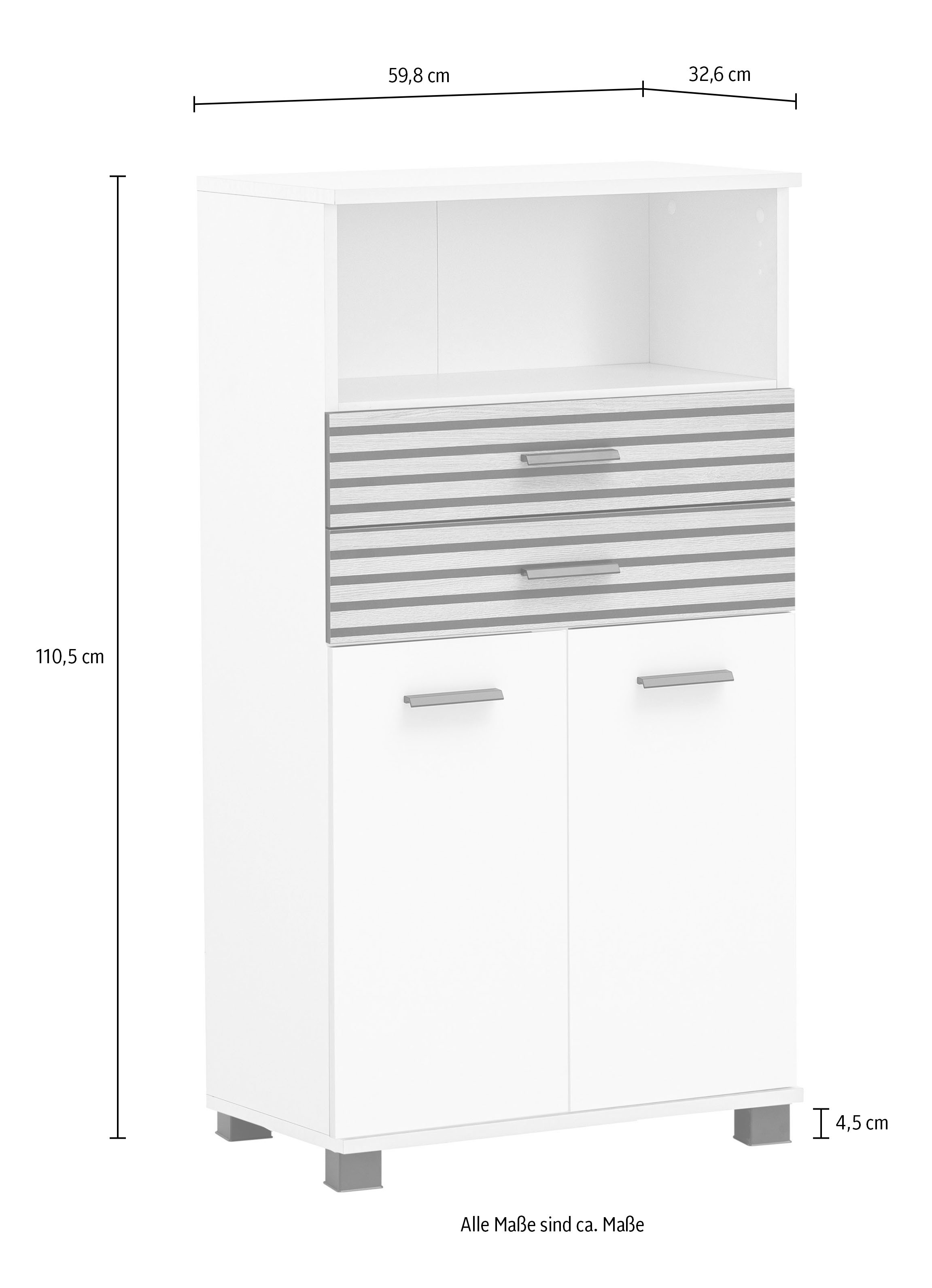welltime Midischrank »Katta, Breite 60 cm« Schubladen mit Akustikprint