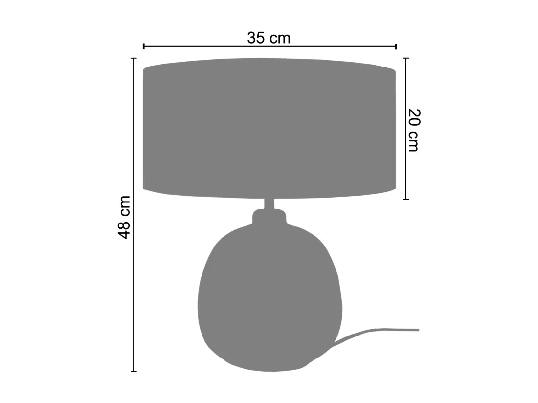 Lampe de chevet globe verre bleu petrole 48 cm.