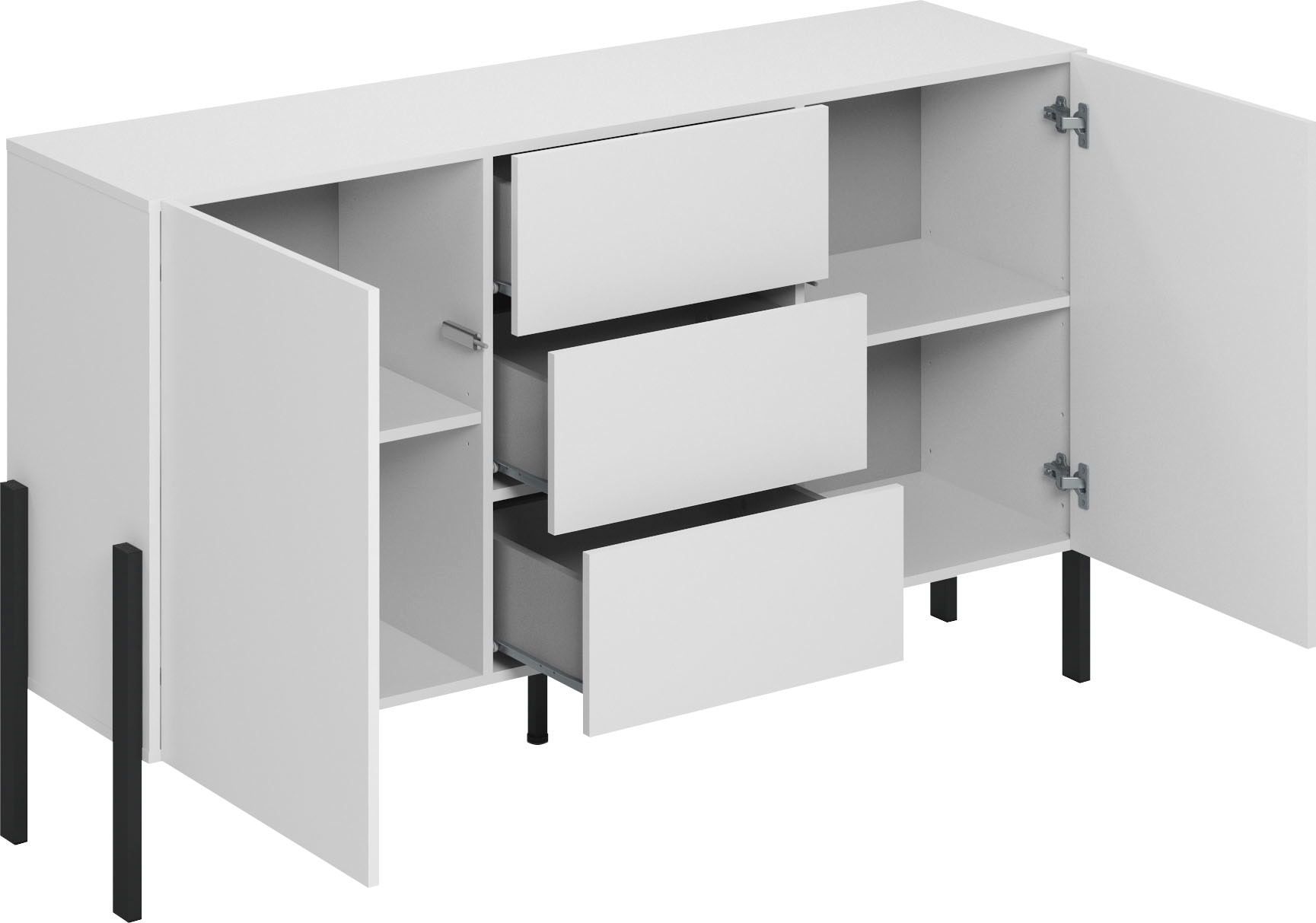 INOSIGN Sideboard »Jukon, Breite 150 bzw.180 cm, moderne grifflose Kommode« Schubladenschrank 2 Türen/3 Schubkästen, push-to-open-Funktion