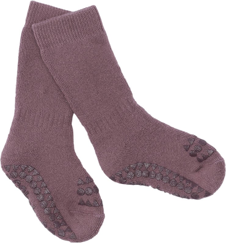 GoBabyGo Non-Slip Socks - Organic Terry Cott Misty plum