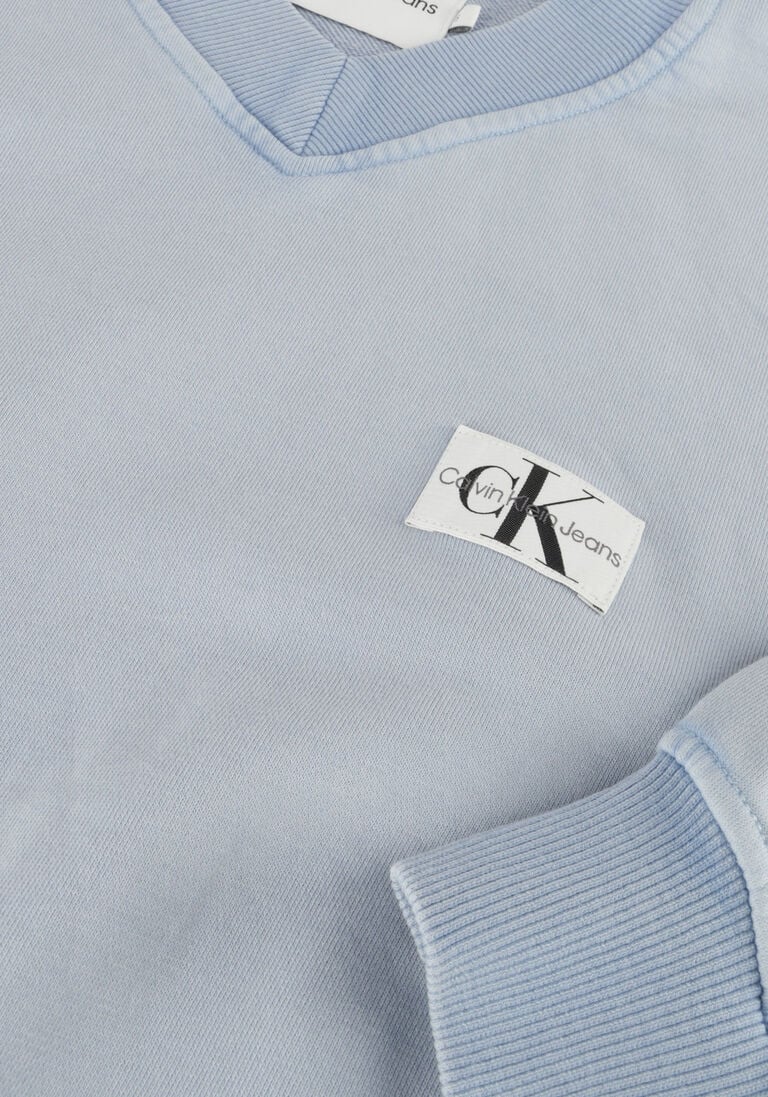 CALVIN KLEIN lichtblauwe calvin klein trui woven label washed v-neck