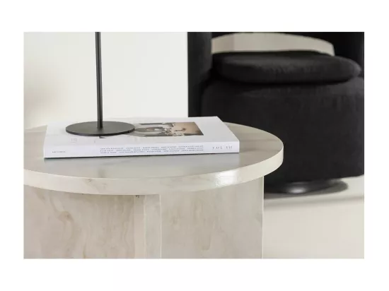 Alesund - Table d'appoint ronde effet marbre ø50cm - Beige