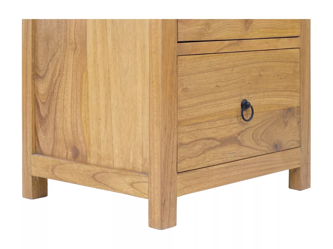 Lot de 2 tables de chevet 2 tiroirs - Bois de mindi - Naturel - PILABO