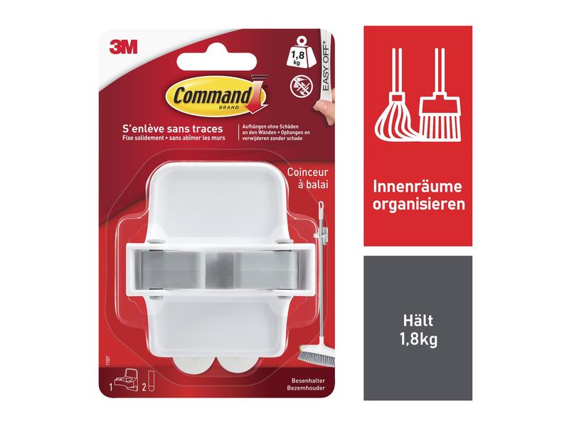 Command Klebehaken Besenhalter 1.8 kg, Weiss Halterung für die Küche und Reduit