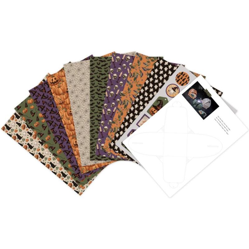 PAPIERS IMPRIMÉS, Bloc de 20 feuilles à motifs 160g/m2 au format A4 (21x29,7cm) + 1 idée créative - Halloween - Multicolore