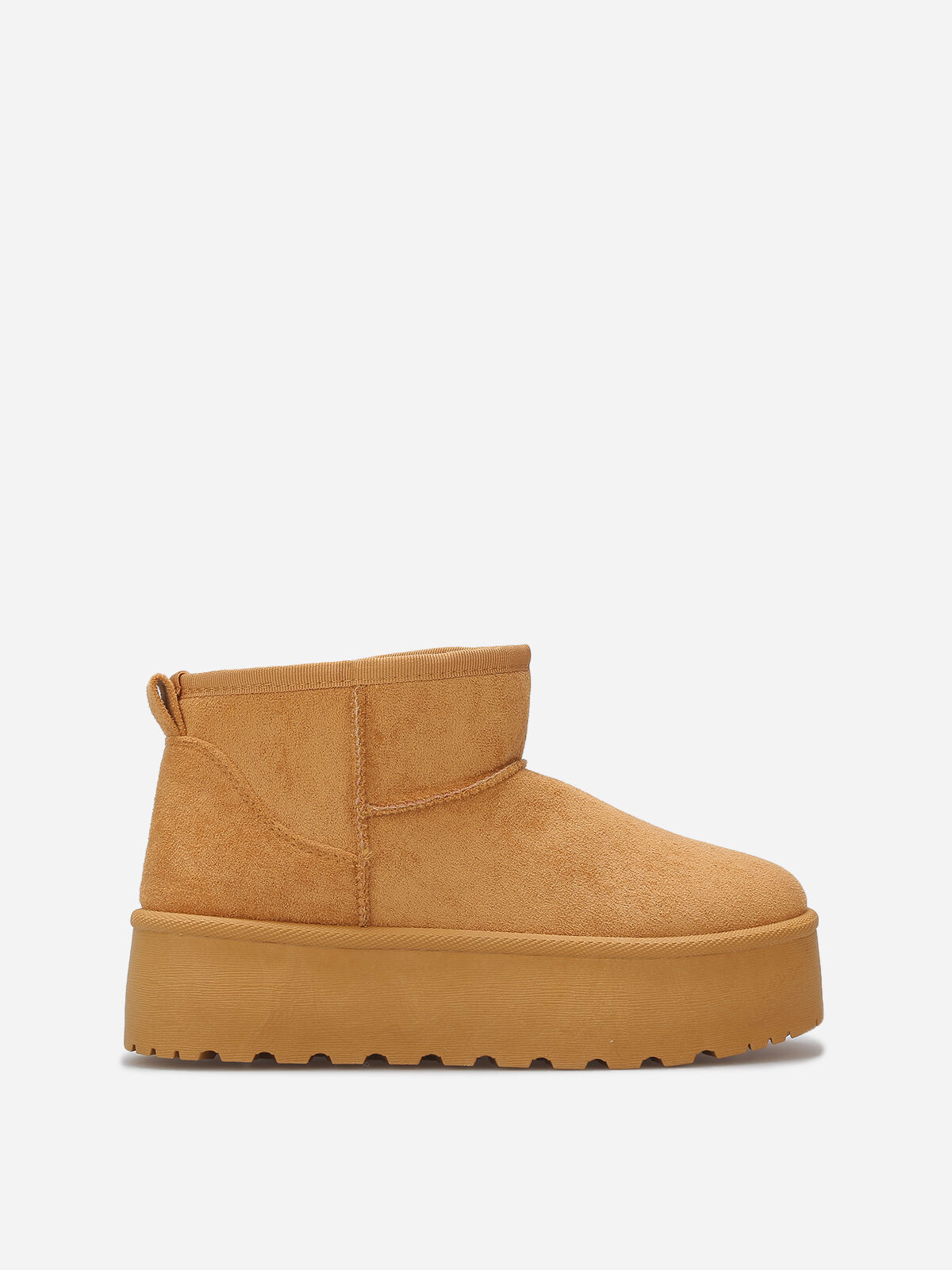 Boots en suédine fourrées à plateforme- Camel