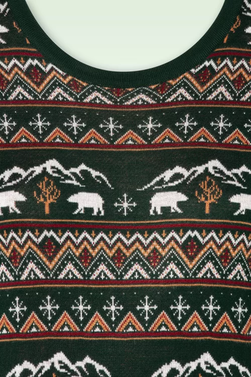 Banned Retro Christmas bear trui in groen