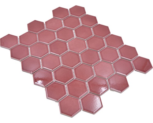 Keramisch mozaïek HX540 Hexagon Uni bordeauxrood glanzend