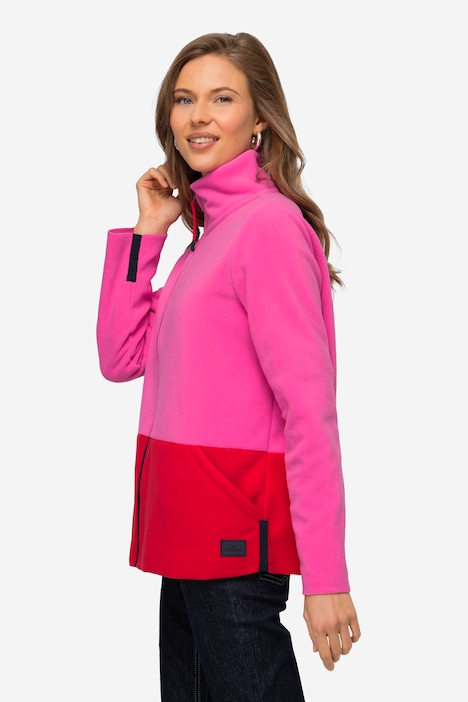 Fleecejacke, Colorblocking, Rundhals, Zipper, Langam, OEKO-TEX