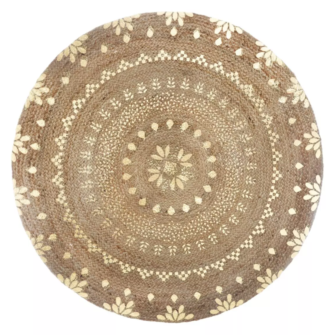 Tapis de salon jute rond (115 cm) Gold shine Or