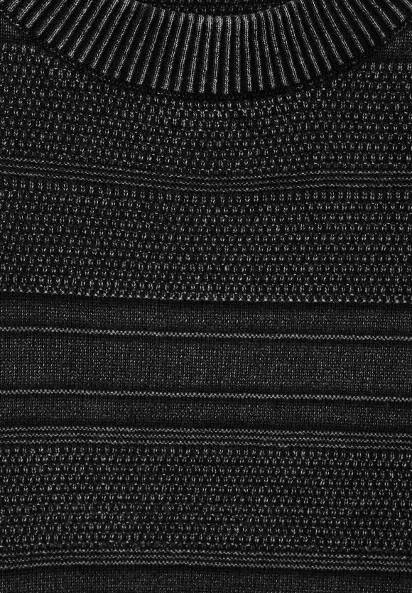 Struktur-Mix Pullover - Black