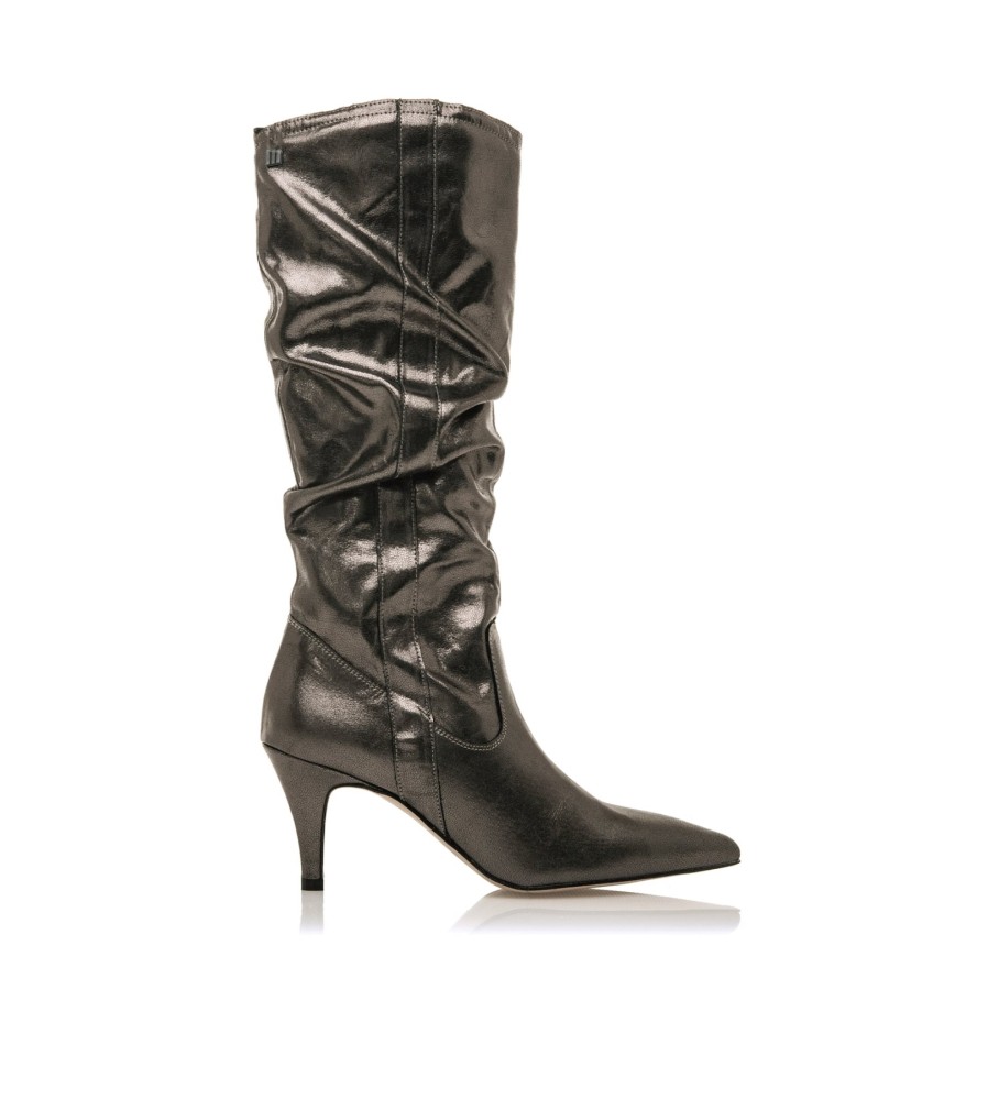 Botas Mustang Chantal Prateadas - Altura do Salto 8cm -