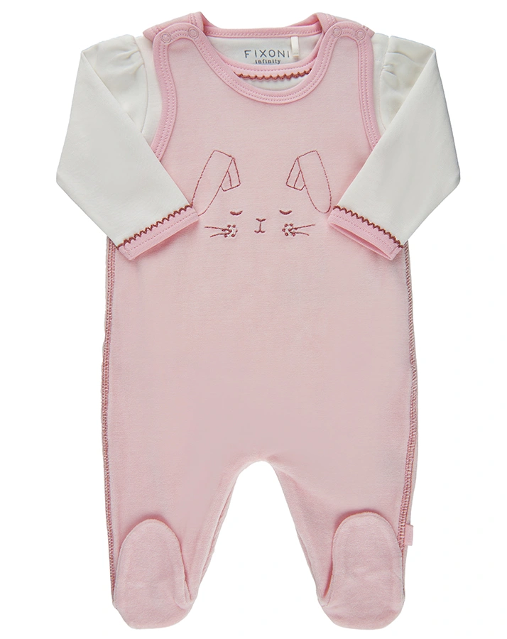 Nicki-Strampler SOFT VELOURS mit Body in hellrosa