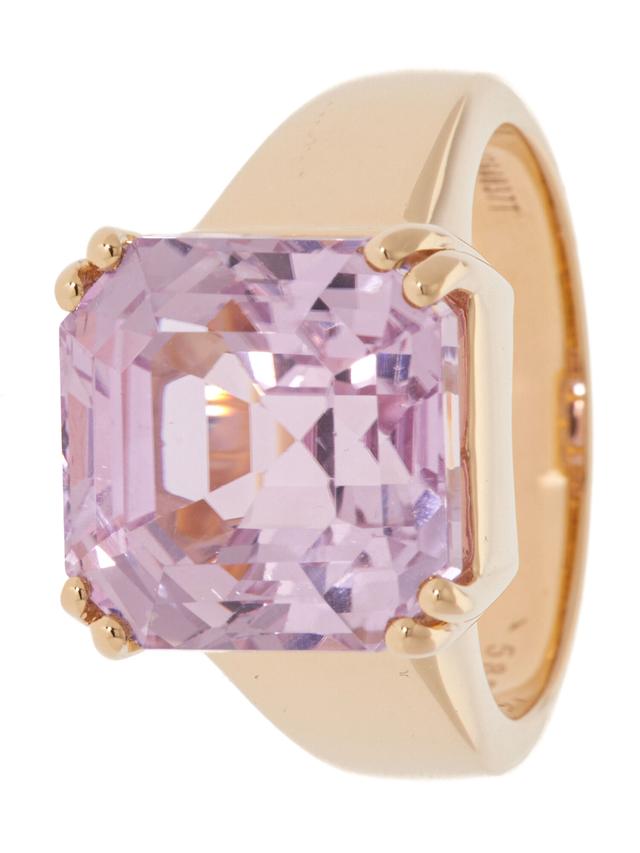 Solitär-Ring, Kunar-Kunzit, AAA, Gelbgold 585