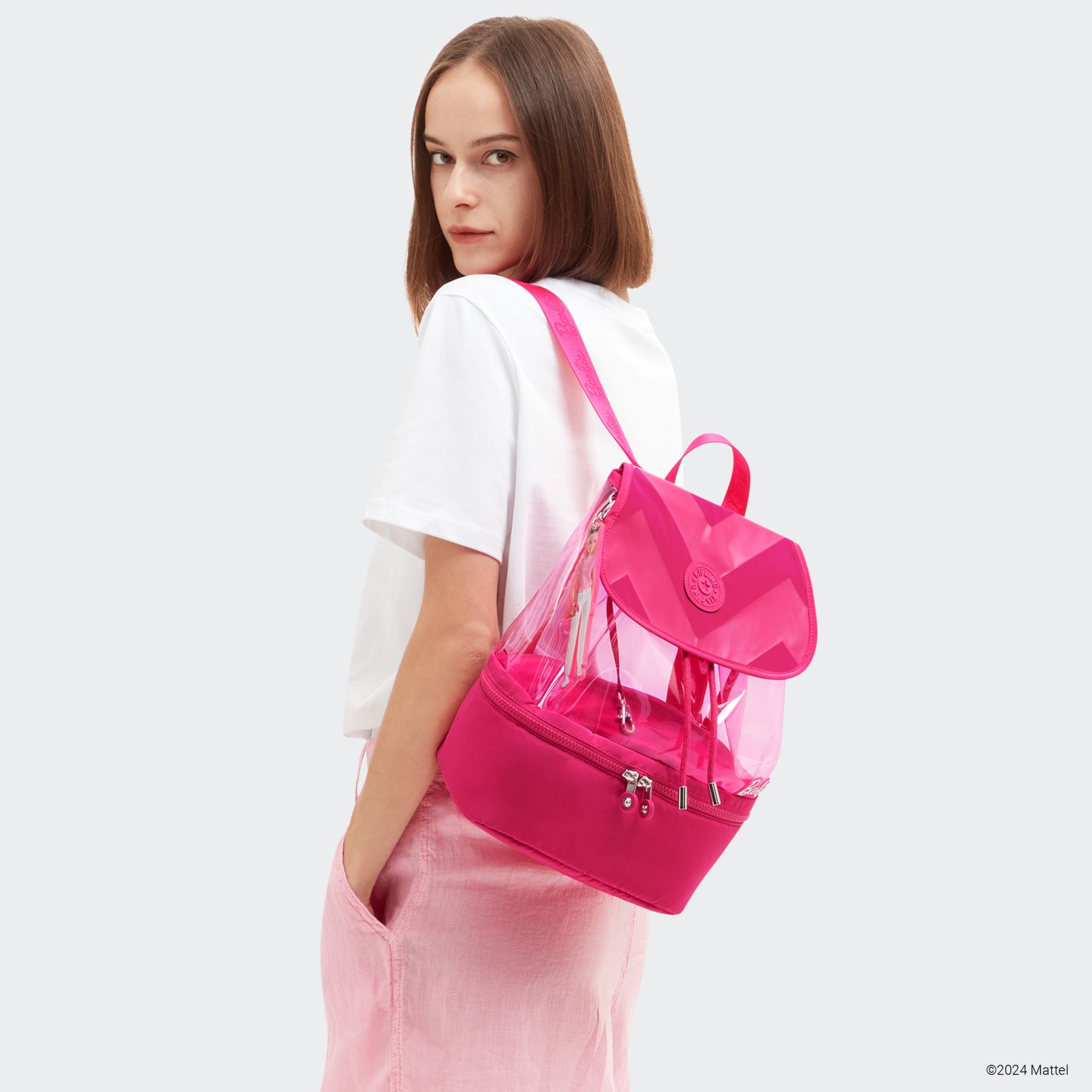 DARLEE Sac à dos Barbie™ moyen avec deux compartiments principaux - Power Pink Transpant