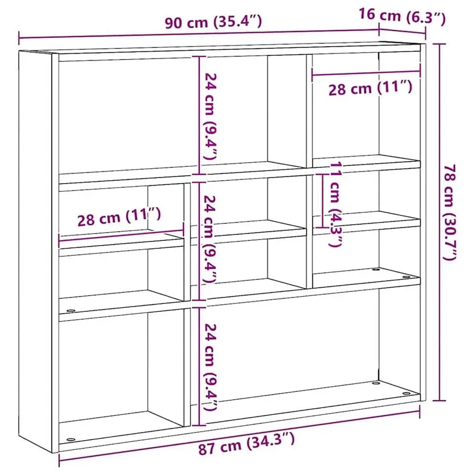 vidaXL - Wandmeubel - Zwart - Bewerkt hout