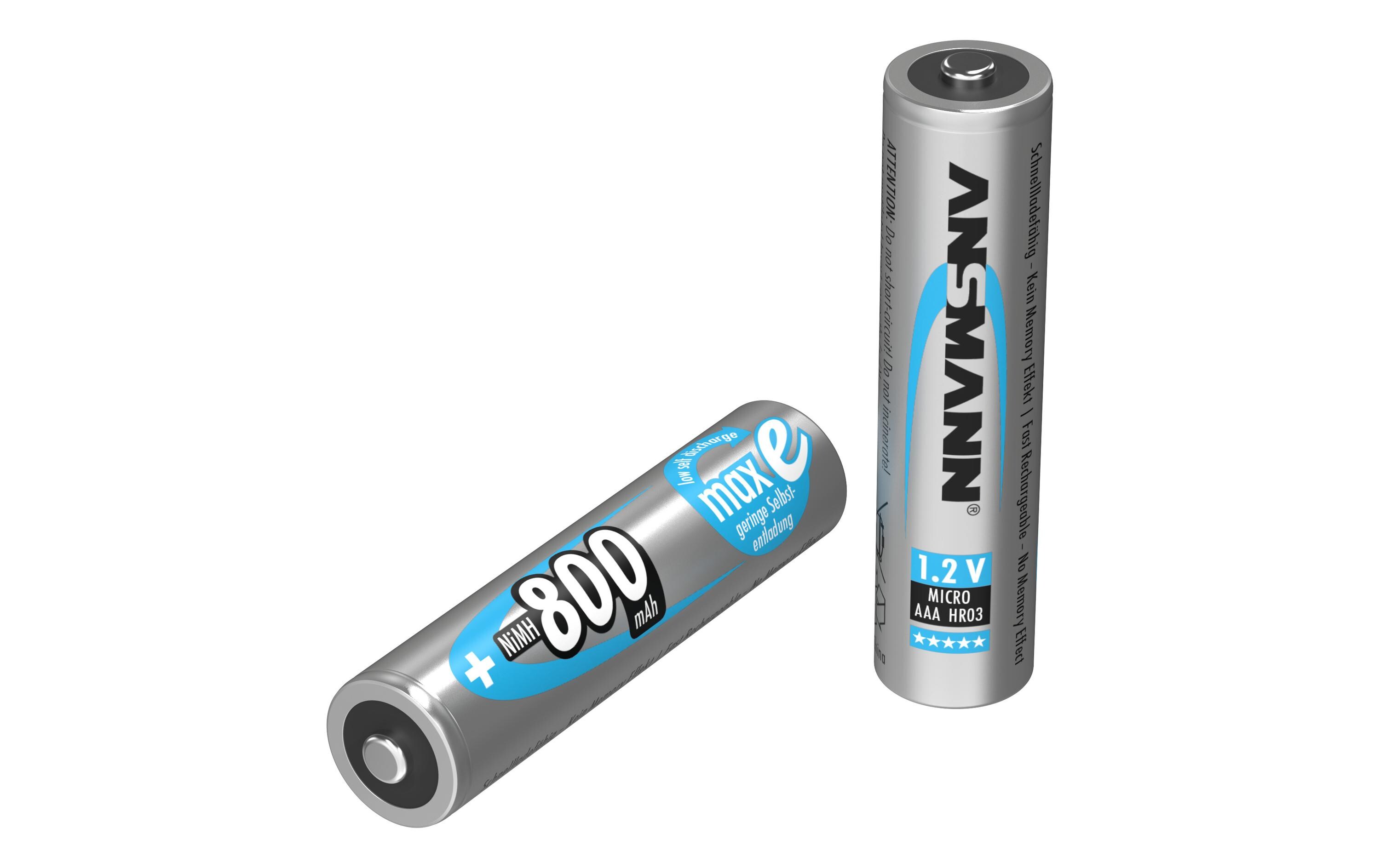 Akku Typ 800 NiMH AAA 800 mAh, 2 StückAkku mit maxE Technologie