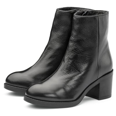 Damenstiefelette Rindleder, Schwarz