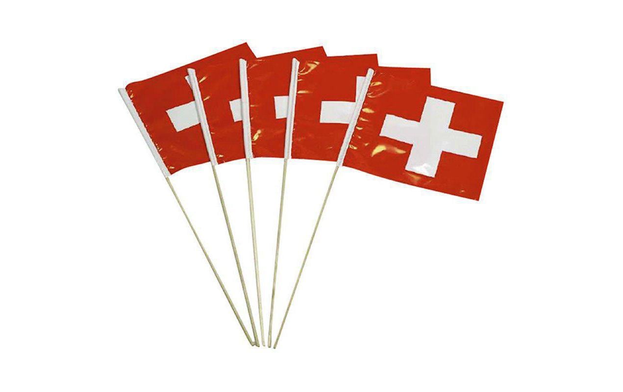 Partyfähnchen Schweizerkreuz, 5er Pack1. August / Schweizer Kreuz