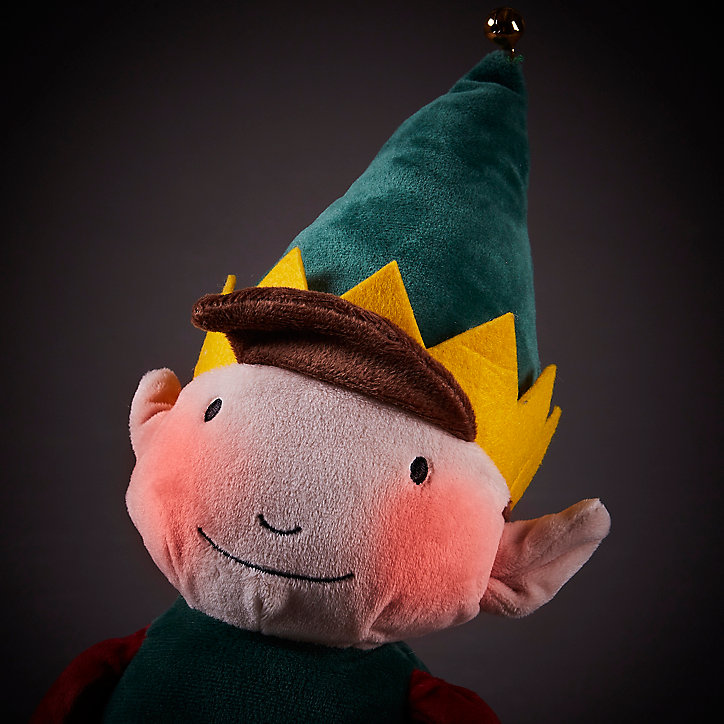 Peluche de Noël animée, lumineuse et avec enregistrement vocal elfe