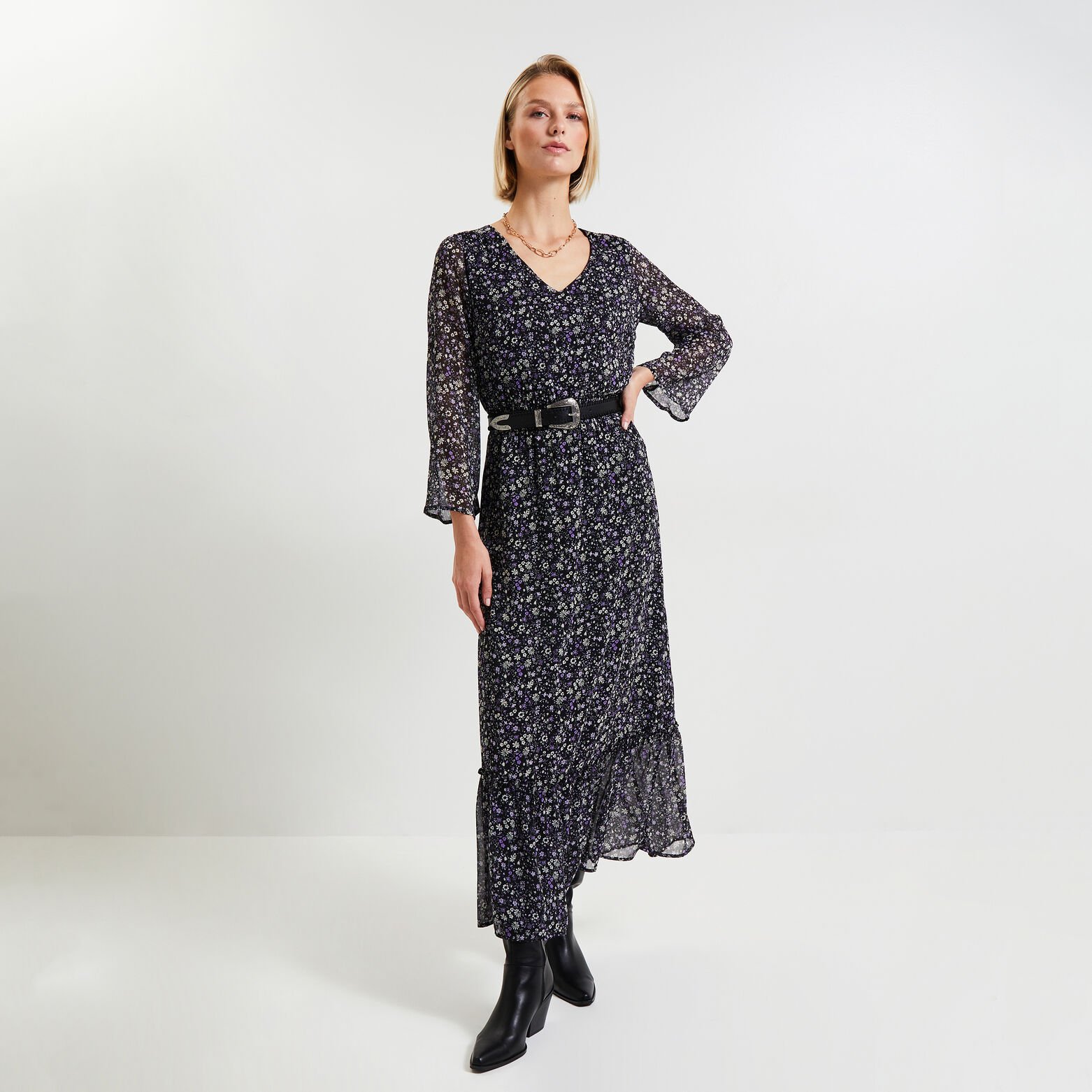 Robe longue imprimée femme