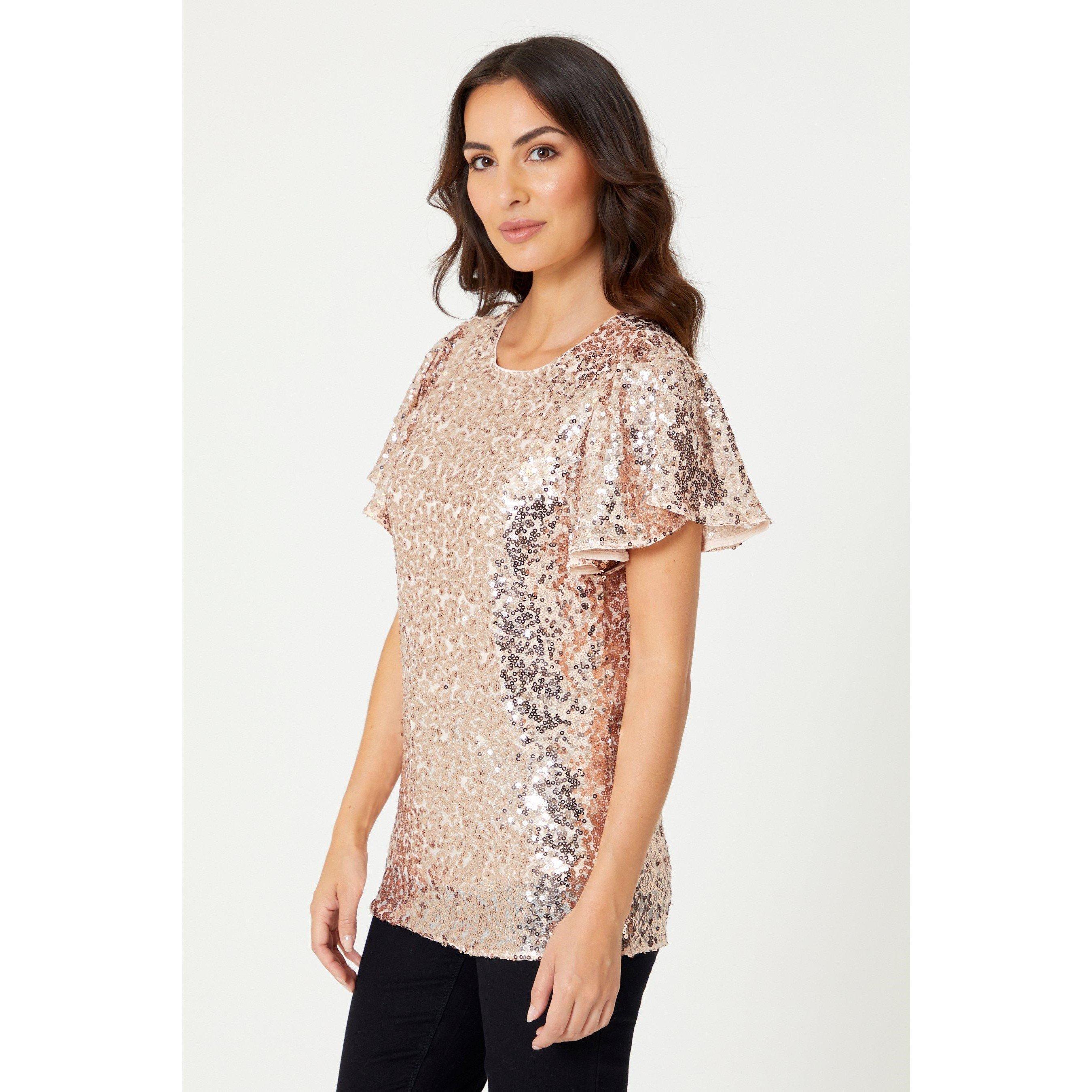 Be You Sequin Sequin Angel Sleeve Top