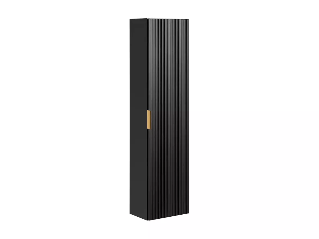 Meuble de salle de bain suspendu strié avec vasque à poser et colonne - Noir - 120 cm - ZEVARA