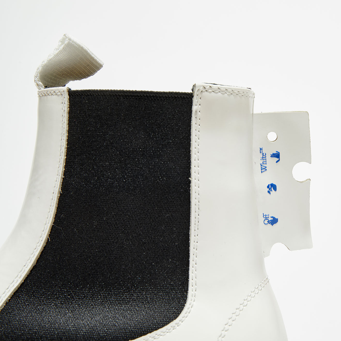 Off White Chelsea Boots en Cuir blanc/noir