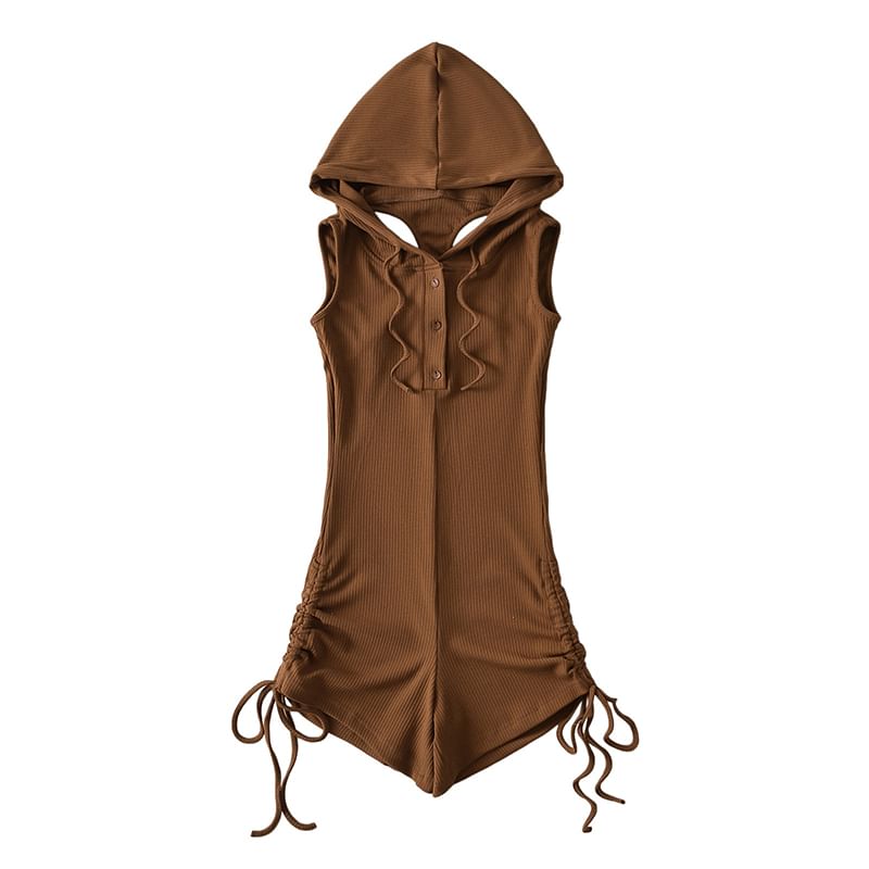 Amyway - Mouwloze romper met capuchon en effen kleur