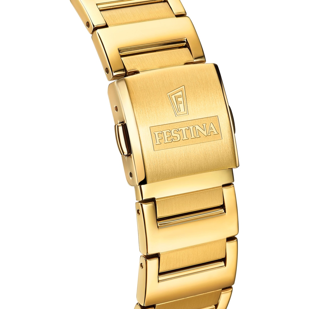 Festina On The Square Date Goldig / Silbrig