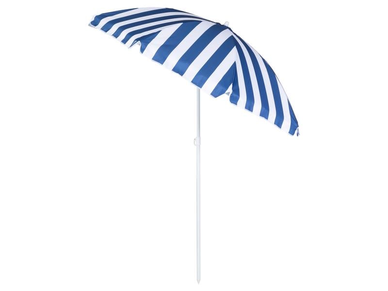 KOOR Sonnenschirm Marino 180 cm, Blau/Weiss Strandschirm mit Lichtschutzfaktor 50