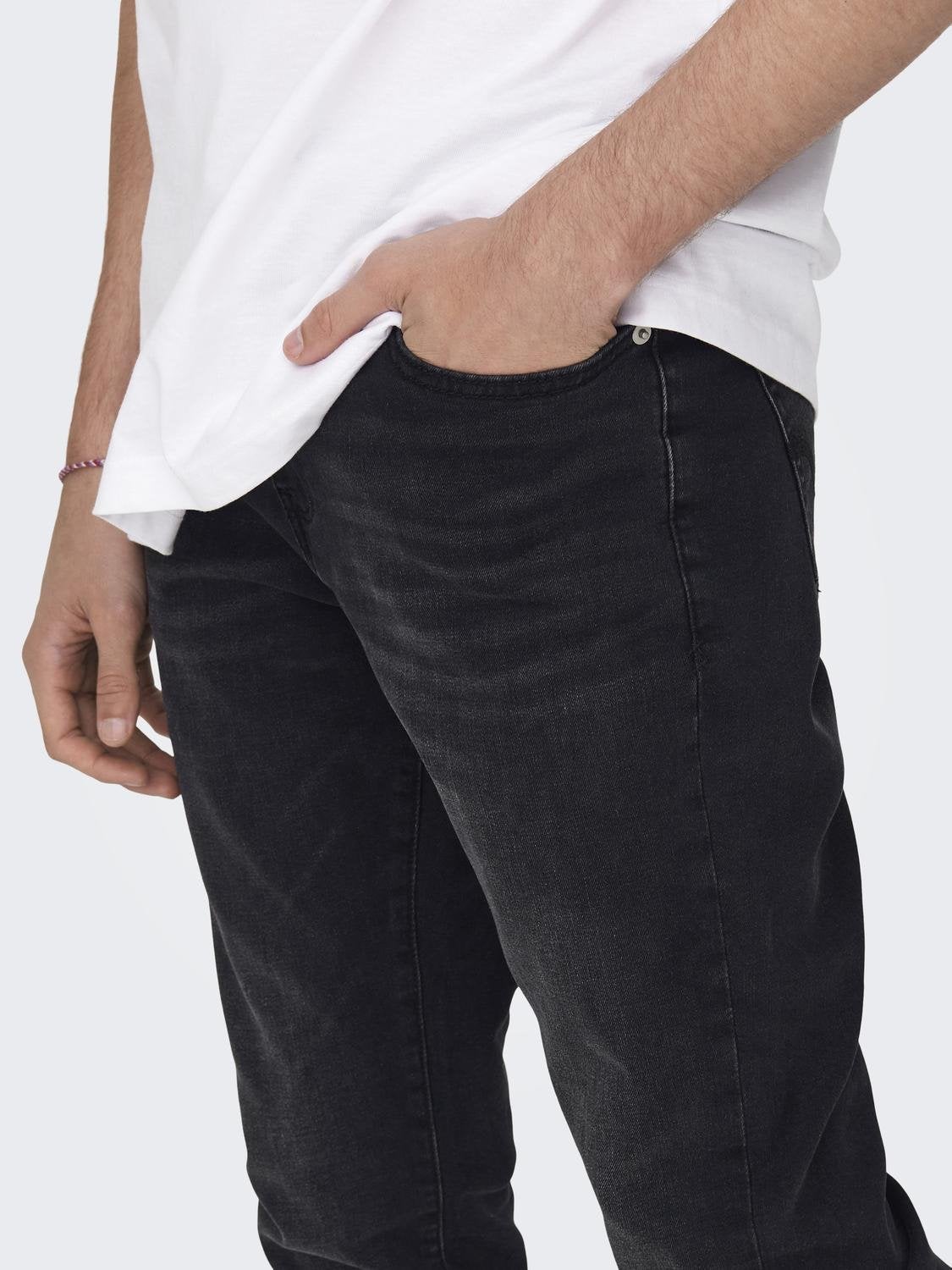ONSROPE Mittlere Taille Verjüngt Jeans Black Denim