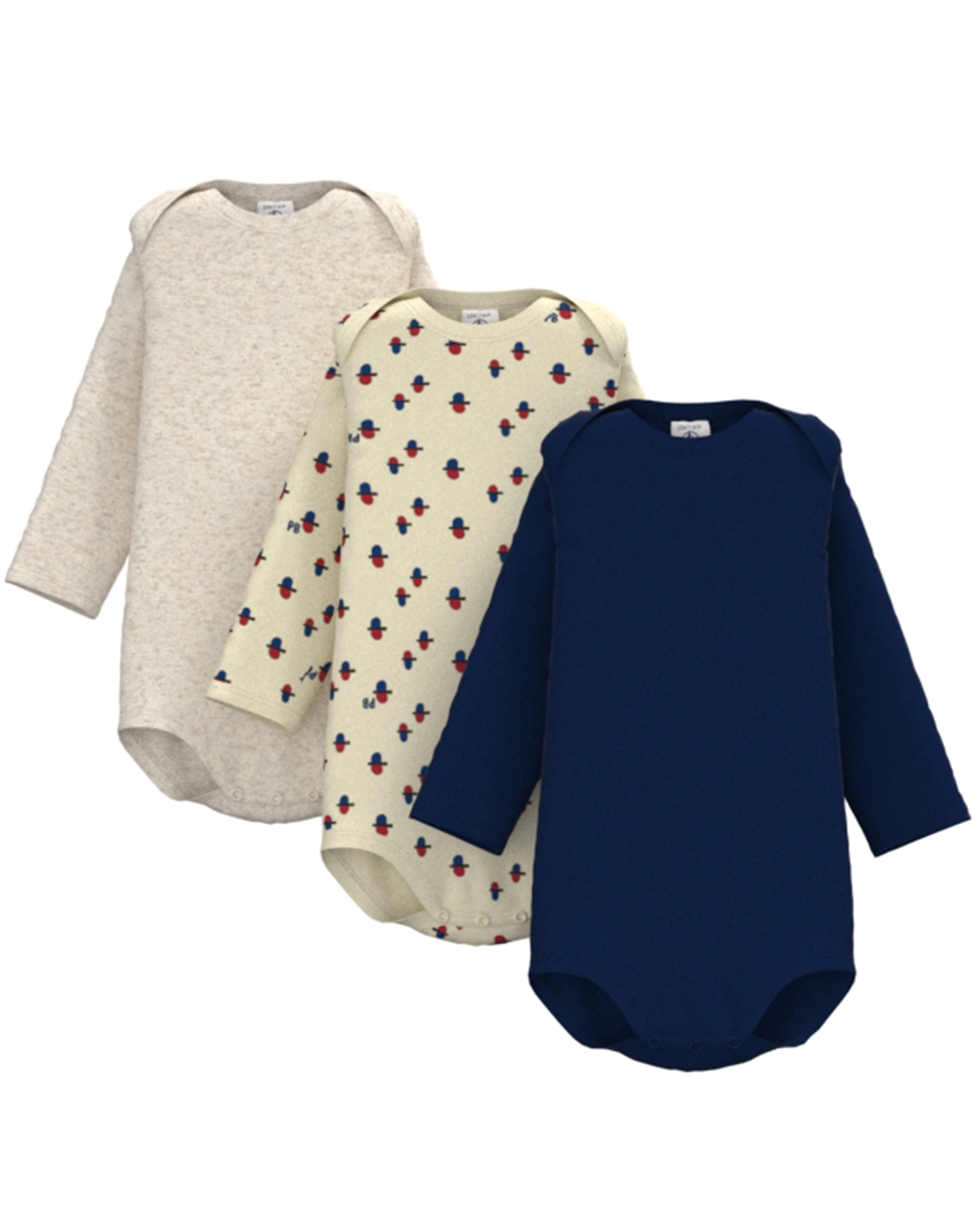 Langarmbody CASQUETTE 3er-Set in creme