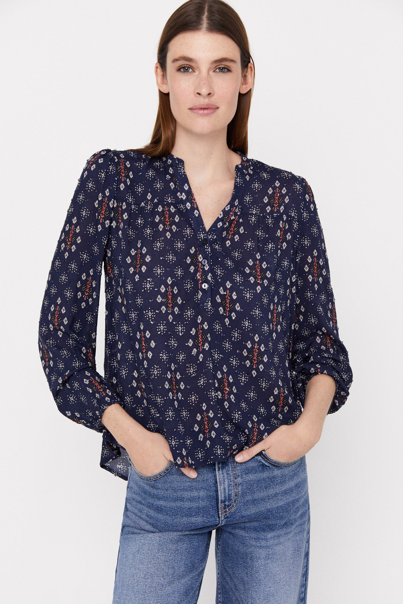 Blusa Plumetti estampada - Estampa azul