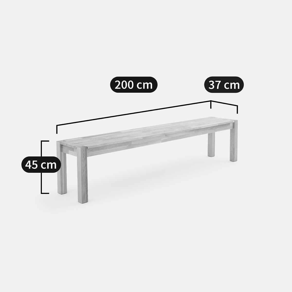 LA REDOUTE INTERIEURS<br>Sofá de carvalho maciço, L200 cm, Adélita