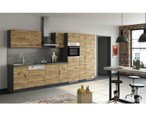 Held Furniture keukenblok met apparatuur Sorrento 360 cm eiken mat gedemonteerd omkeerbaar model 1013.6282