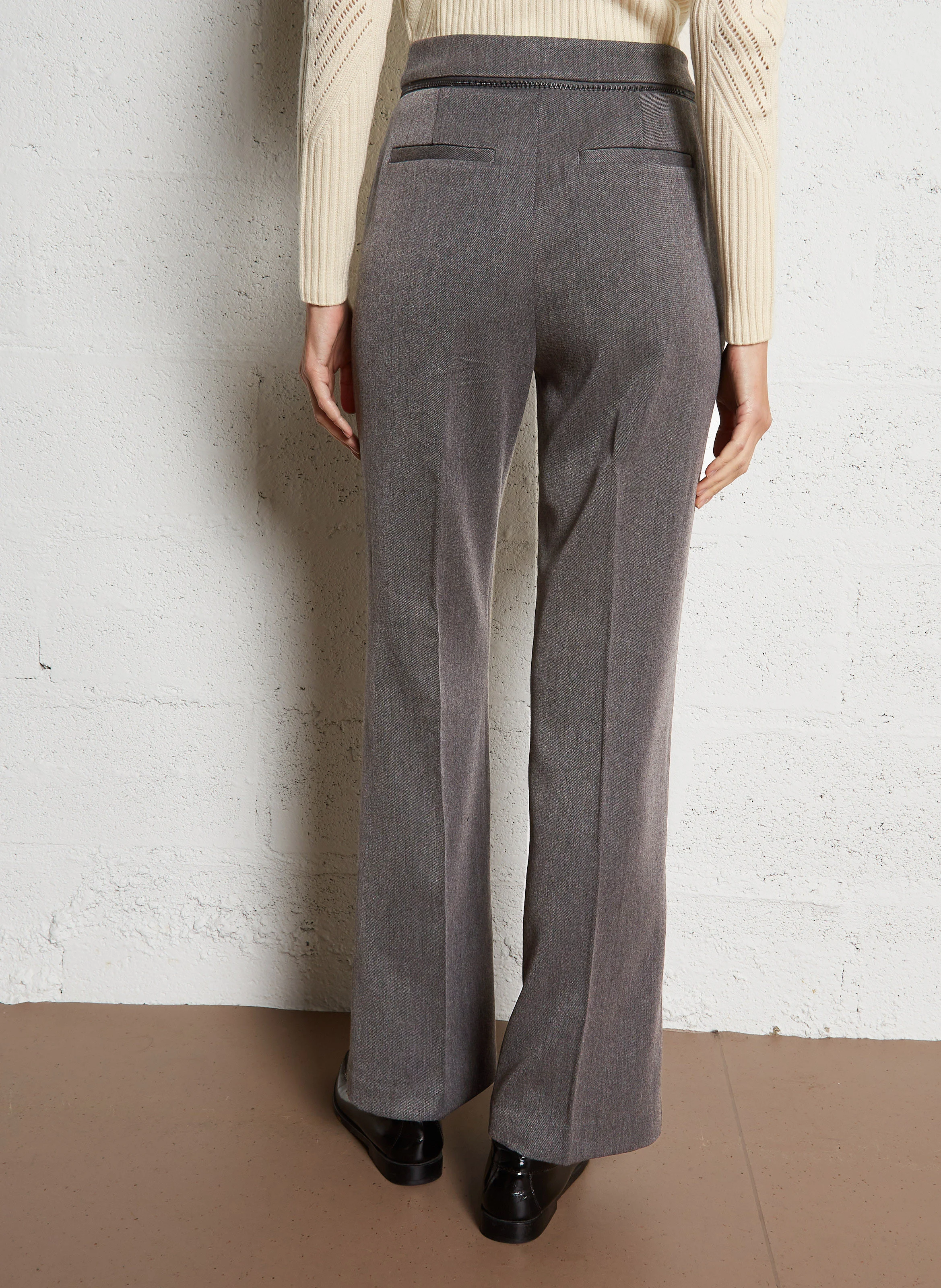 PHOEBE - Pantalon droit à pinces avec fermetureéclair latérale | Gris