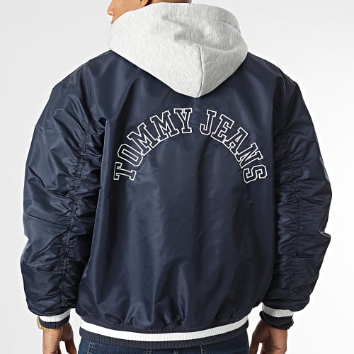 Veste Graphic Satin Bomber 5386 Bleu Marine Gris Chiné