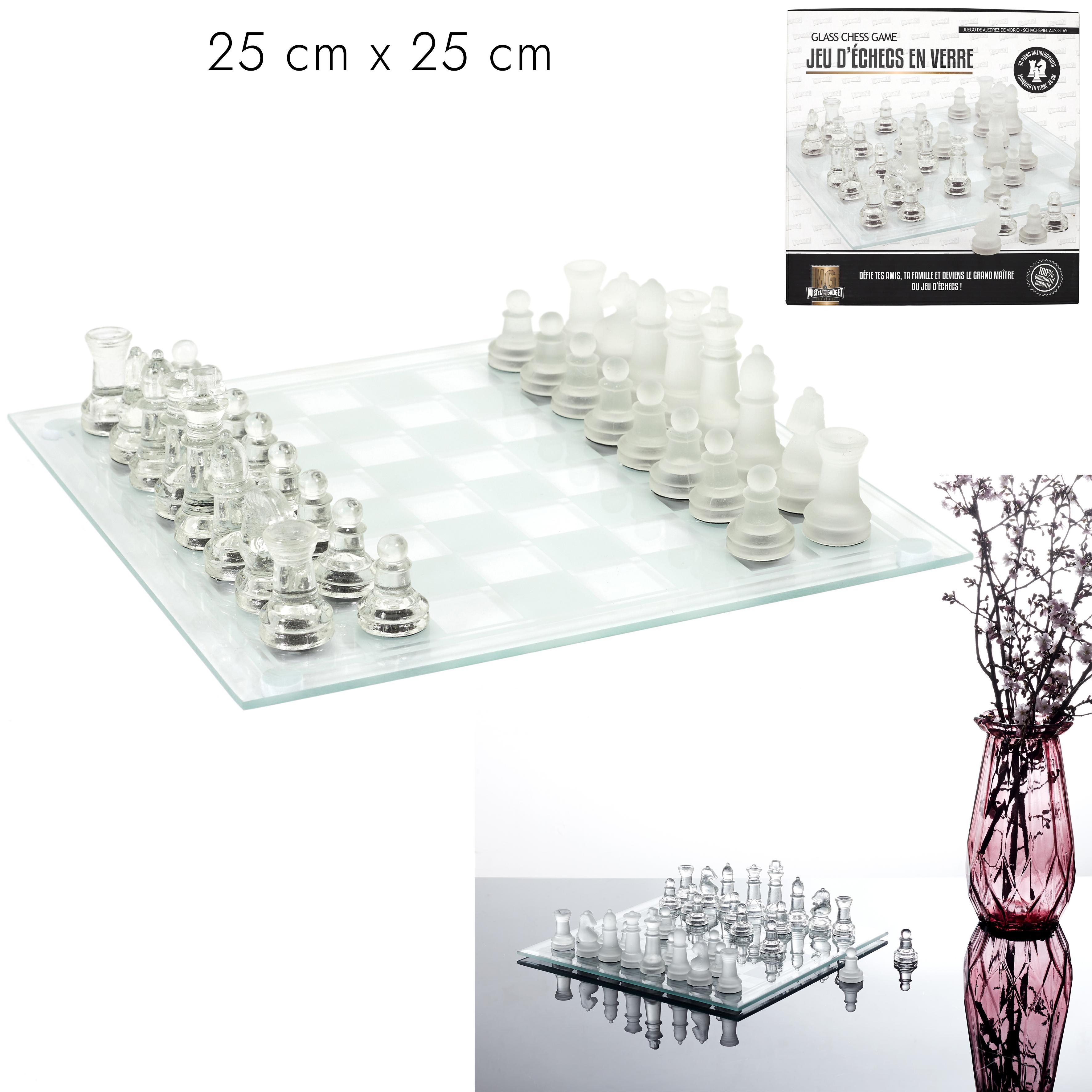 JEU ECHECS VERRE 25X25CM
