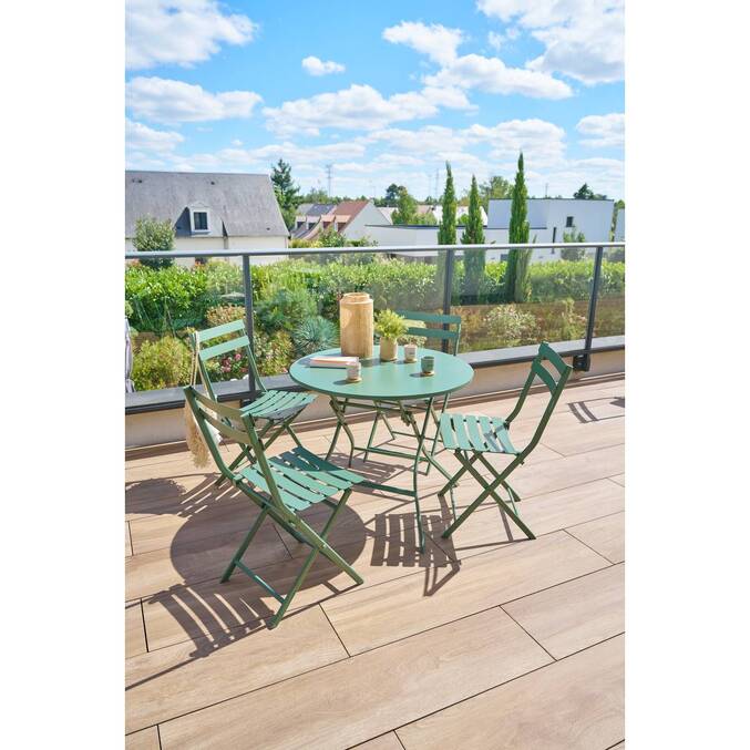 Table de jardin pliante ronde GREENSBORO Vert olive