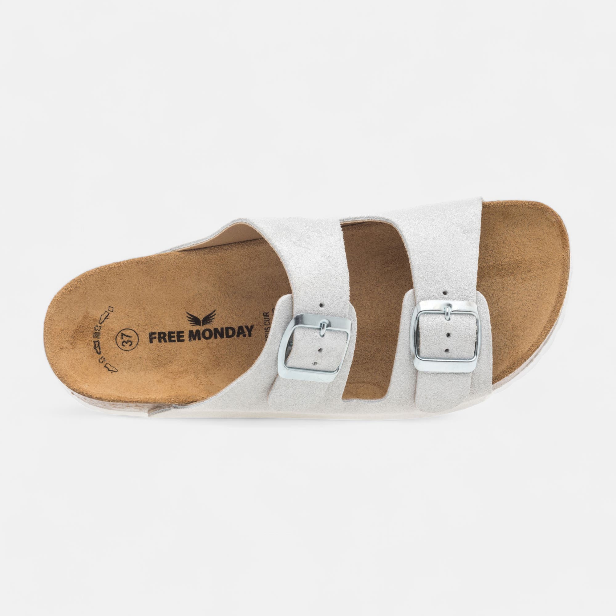 Mules semelle liège Femme en cuir blanc