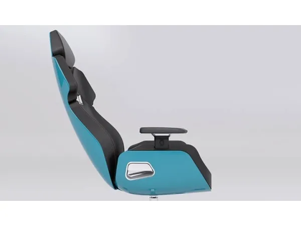 Thermaltake ARGENT E700 - Stol - ergonomisk - høj ryg - armstøtter - T-formet - vippe - drejeled - aluminiumlegering, perforeret læder, højdensistets støbt skum - sort, Oceanblå