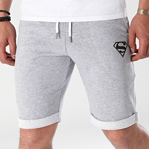 Short Jogging Logo Gris Chiné Noir